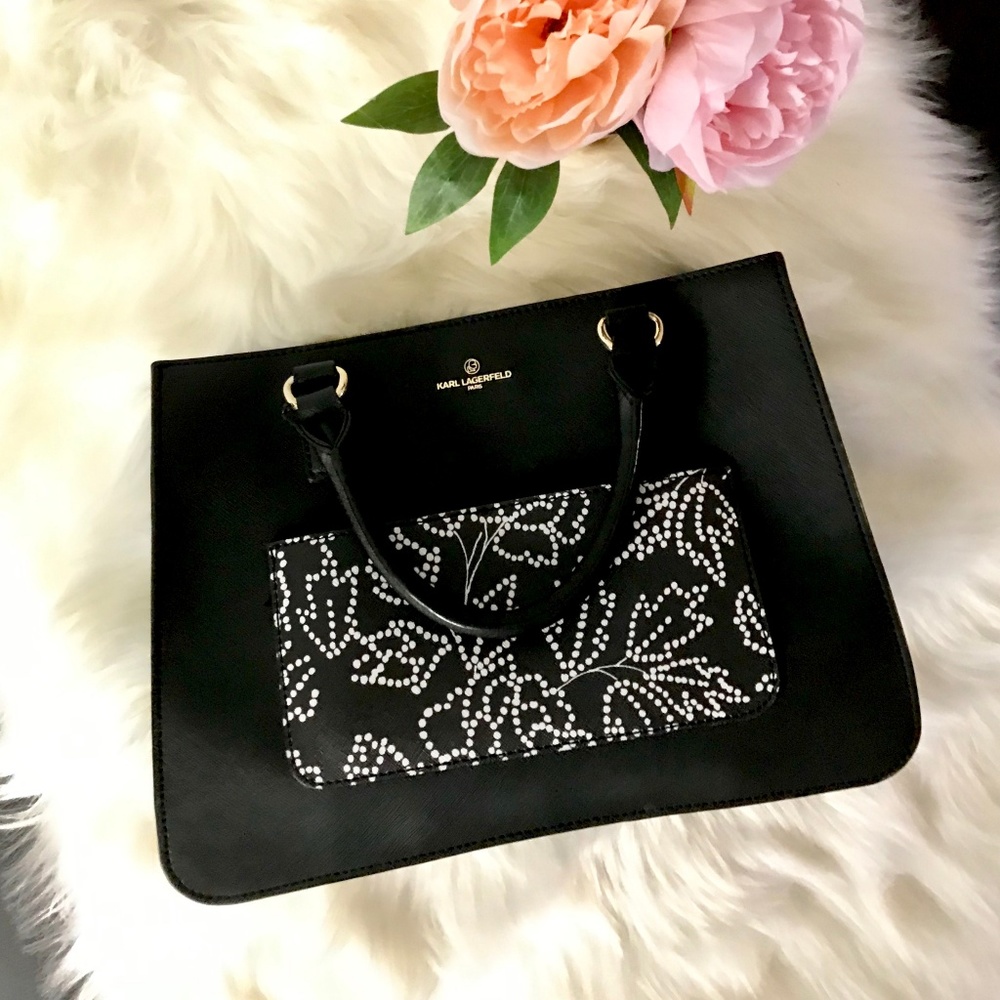 Karl Lagerfeld Paris Black satchel bag with strap